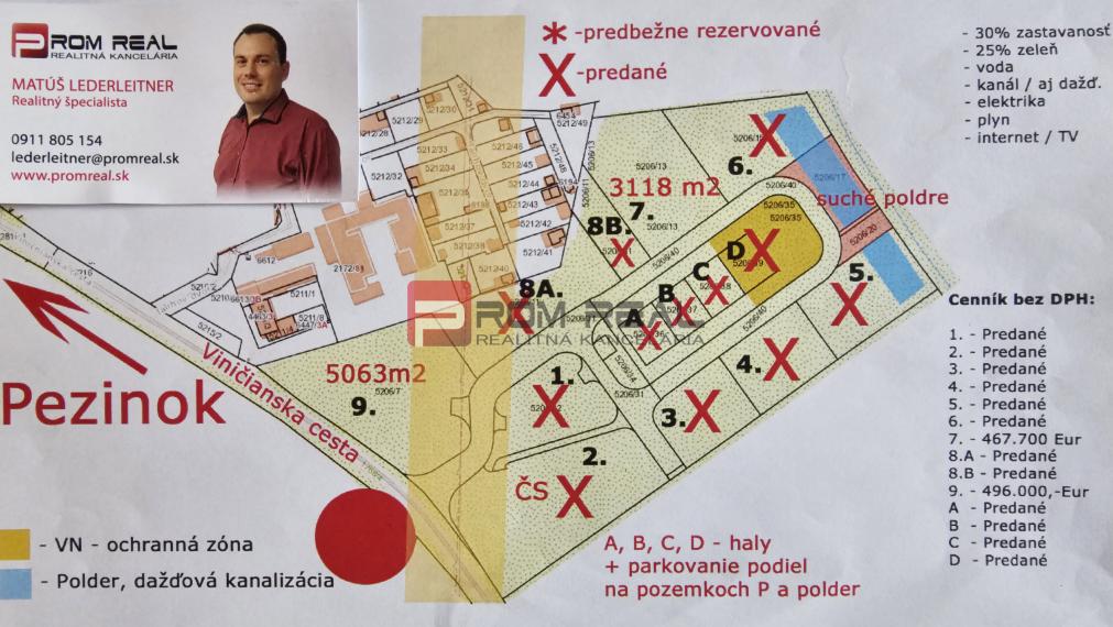 Na prenájom pozemok Pezinok 5063m2