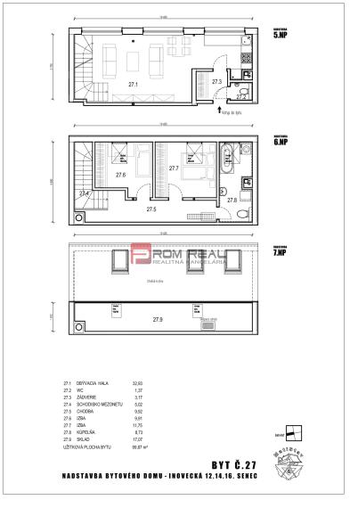 3 izbový moderný byt s rozlohou 80m² a podkrovím navyše