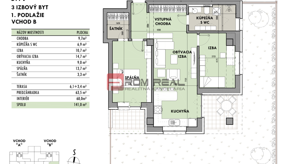 Predaj 3-izbový byt od 189 499 € v projekte Rezidencia Potôčik