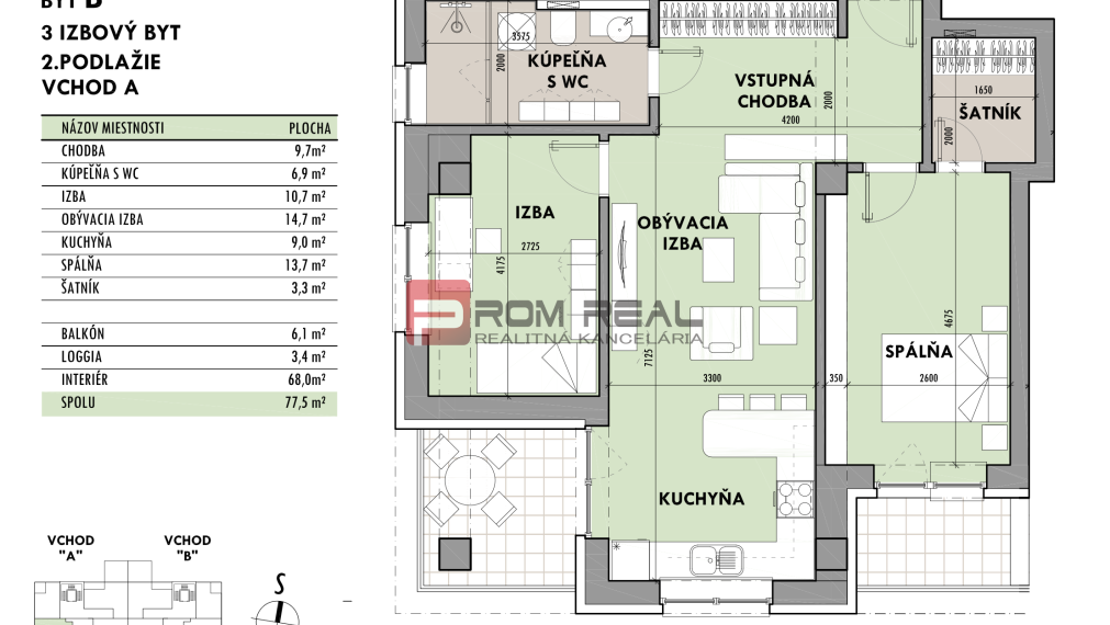 Predaj 3-izbový byt od 188 499 € v projekte Rezidencia Potôčik