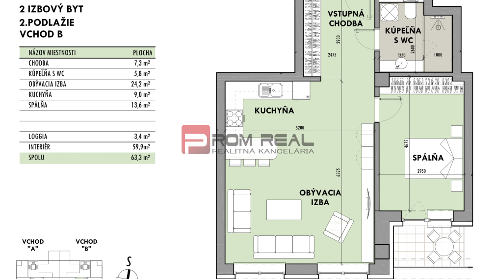 Predaj 2-izbový byt od 159 999 € v projekte Rezidencia Potôčik