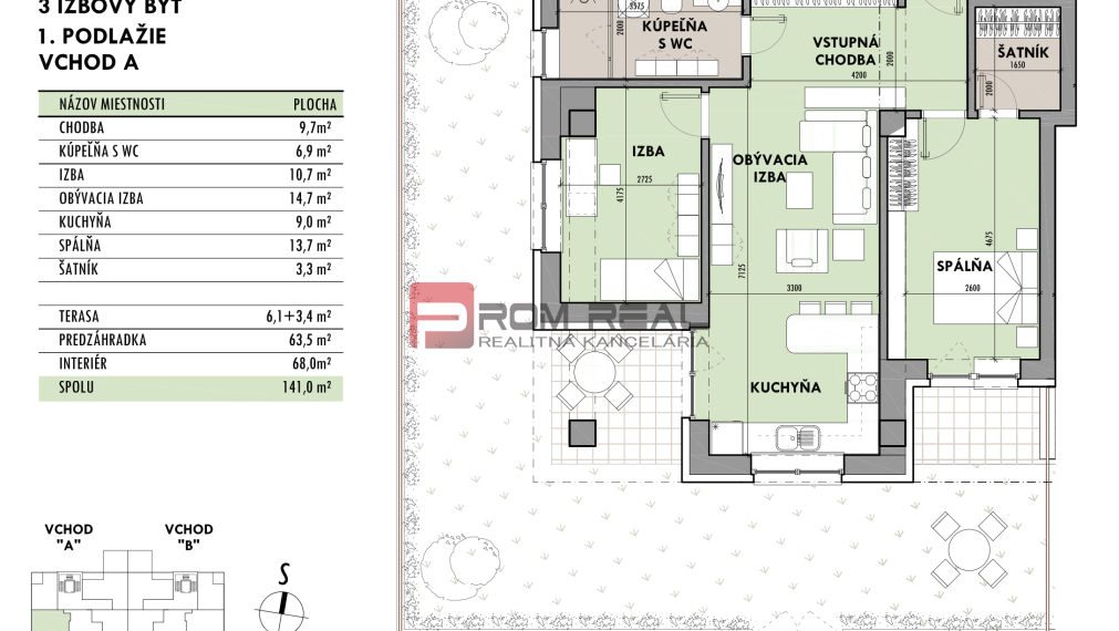 Predaj 3-izbový byt od 189 499 € v projekte Rezidencia Potôčik