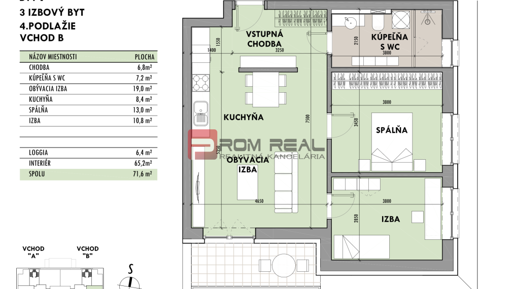 3-izbový byt (65 m²) s loggiou a PARKOVANÍM ZDARMA od 187 999 € – Rezidencia Potôčik, Báhoň.