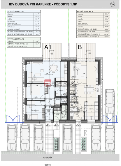 3-izbový byt (71 m²) s 2 park. miestami – Projekt PRI KAPLNKE, Dubová