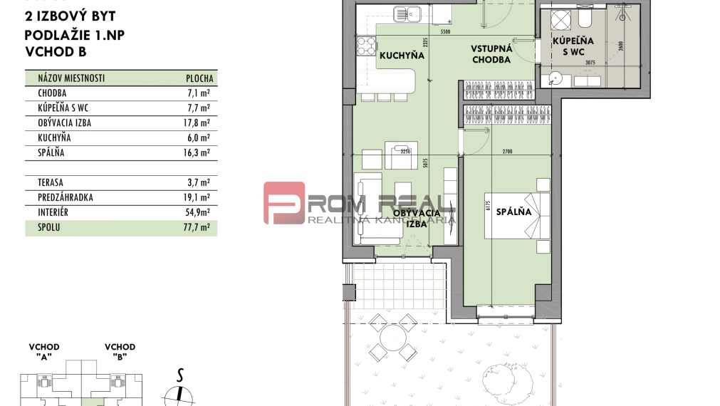 2-izbové byty (54,9 m²) s predzáhradkou a terasou od 158 999 €