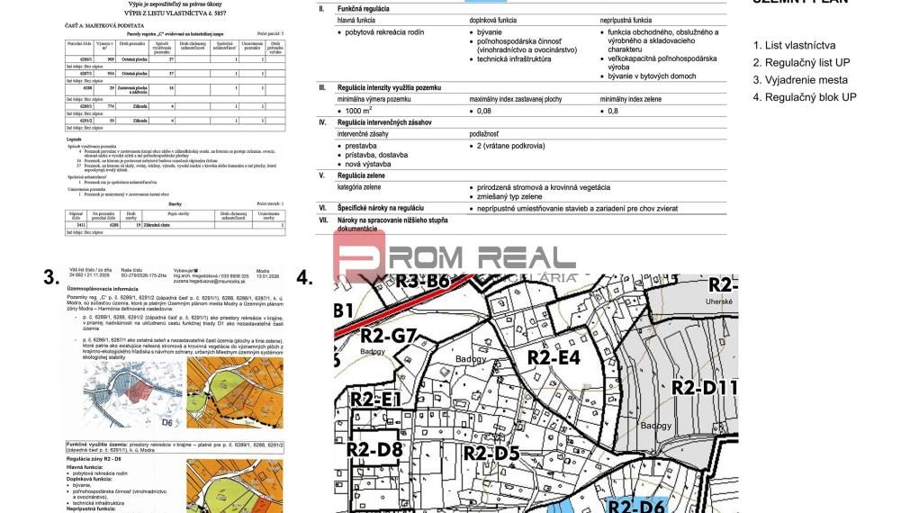 PREDAJ stavebných pozemkov MODRA Harmónia - 1068m2, 1656m2, 2725m2